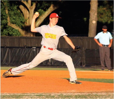 Parker Benson deals a pitch during a game against the Mississippi Shockers earlier  this summer.