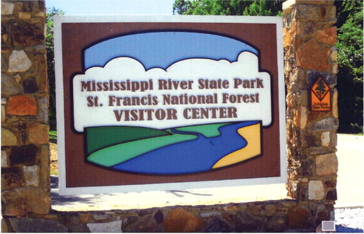 The welcome sign at the Mississippi River State Park.