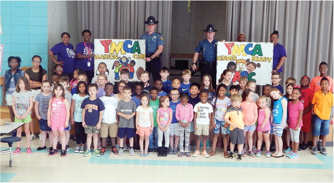 State Troopers visit summer campers at Marion Elementary