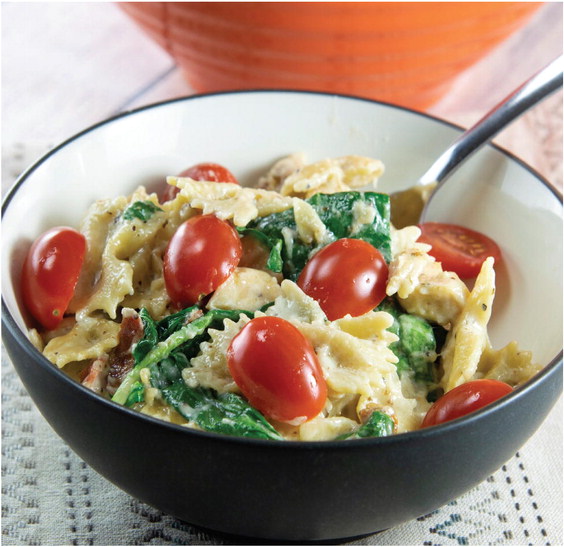 Pasta and Chicken in Garlic  Cream Sauce